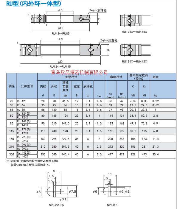 THK交叉滚子轴承RU尺寸1